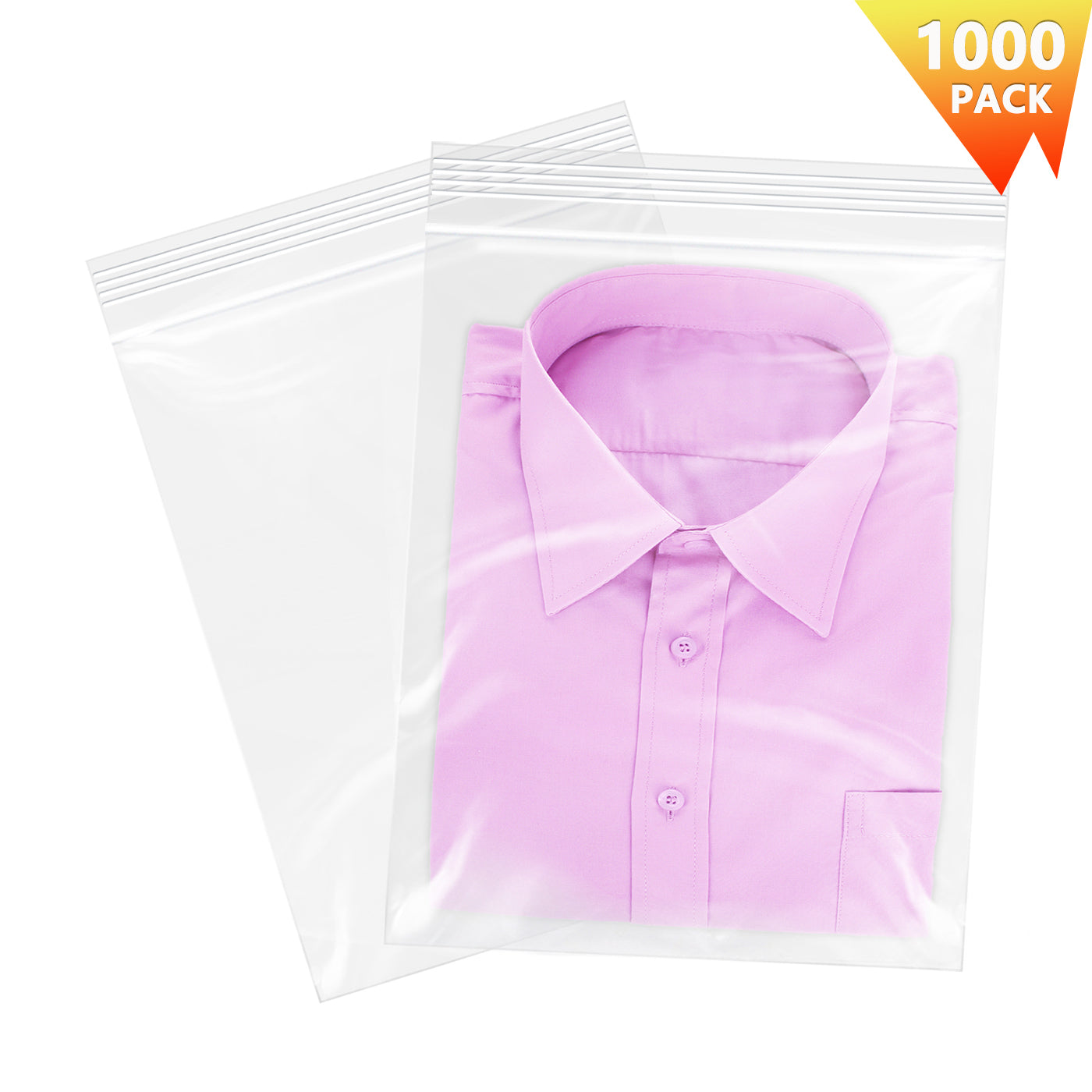 12" x 15" Zip Poly Bags 2 Mil Reclosable Plastic Zip Lock Bags