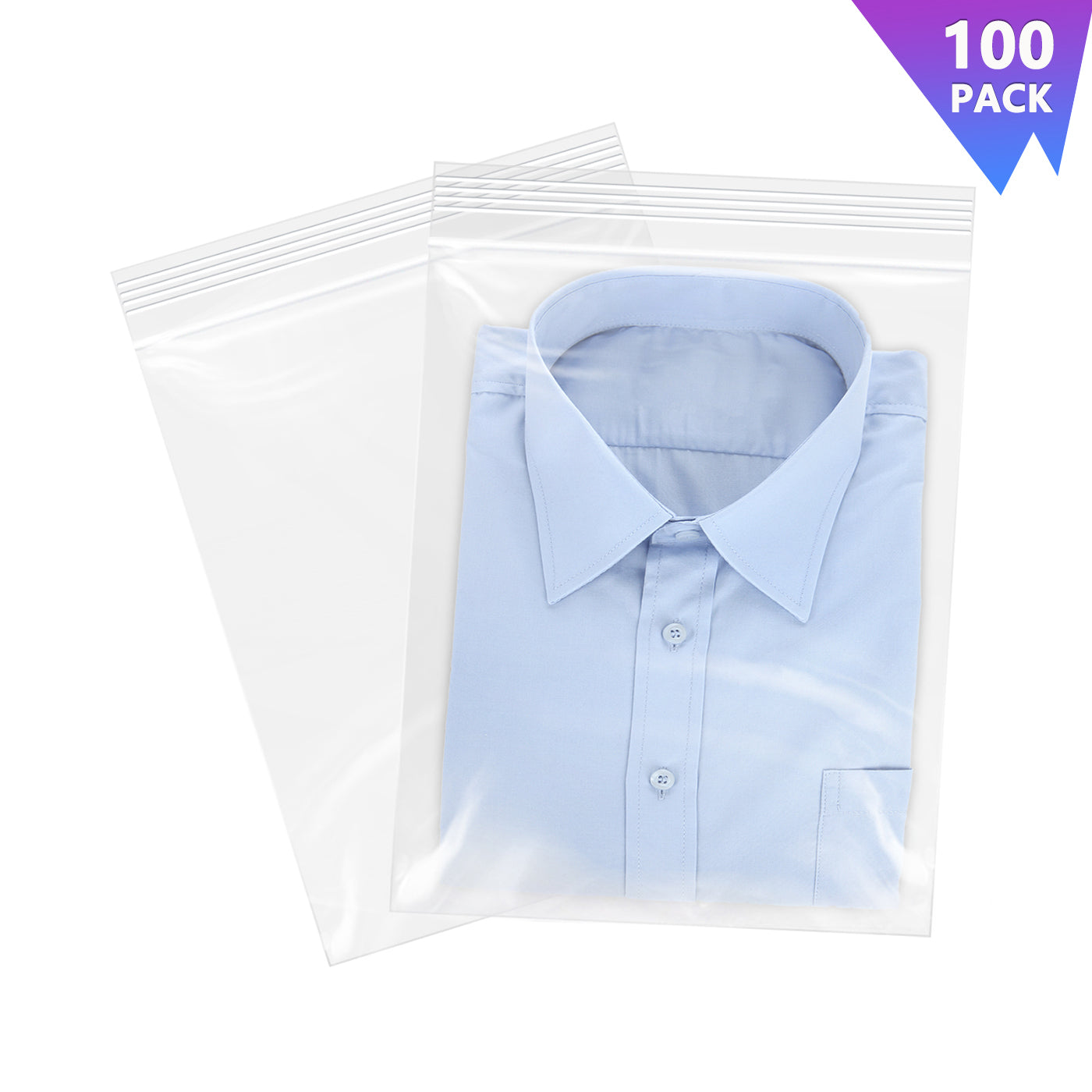 13" x 15" Zip Poly Bags 2 Mil Reclosable Plastic Zip Lock Bags