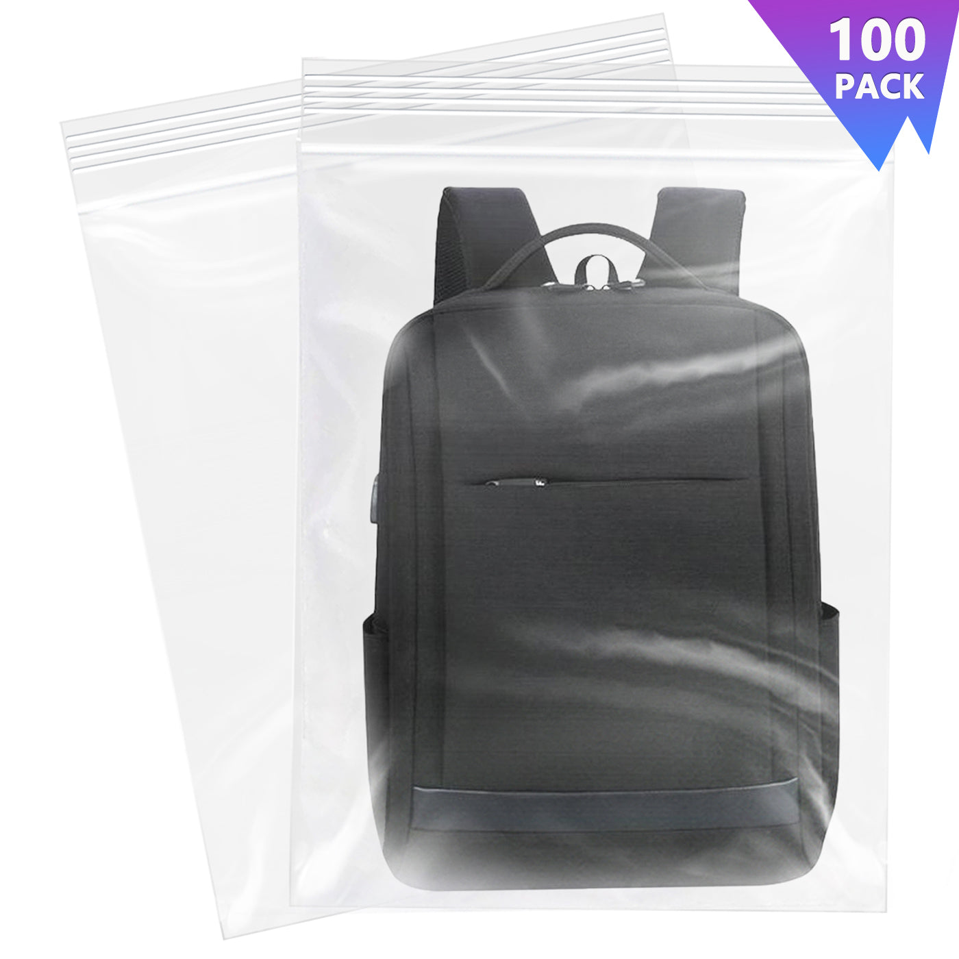 14" x 20" Zip Poly Bags 2 Mil Reclosable Plastic Zip Lock Bags