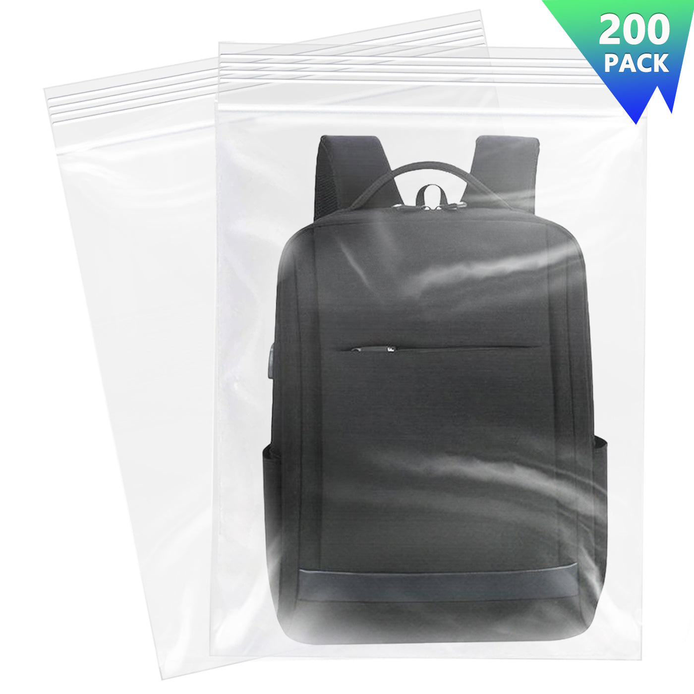 14" x 20" Zip Poly Bags 2 Mil Reclosable Plastic Zip Lock Bags
