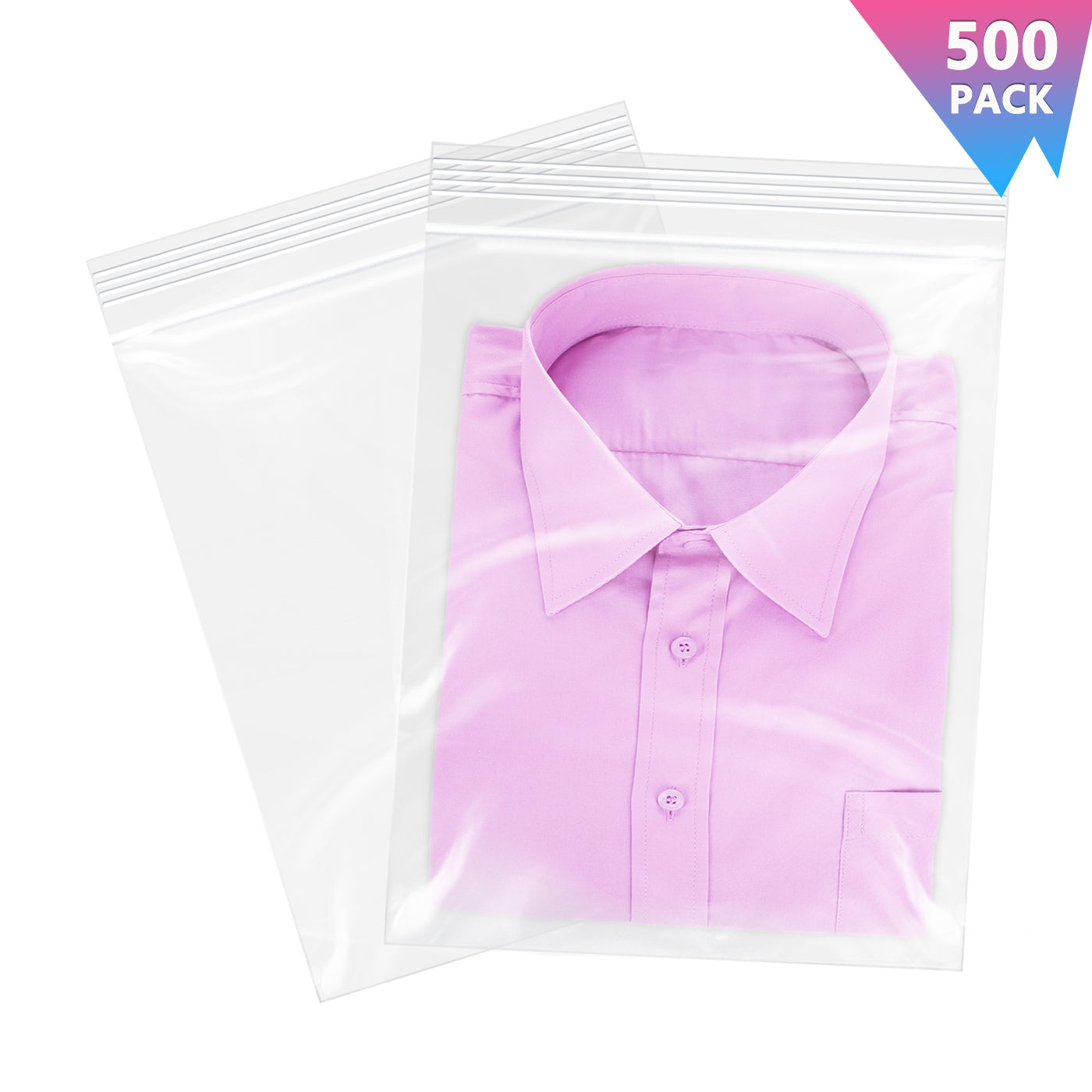 12" x 15" Zip Poly Bags 2 Mil Reclosable Plastic Zip Lock Bags