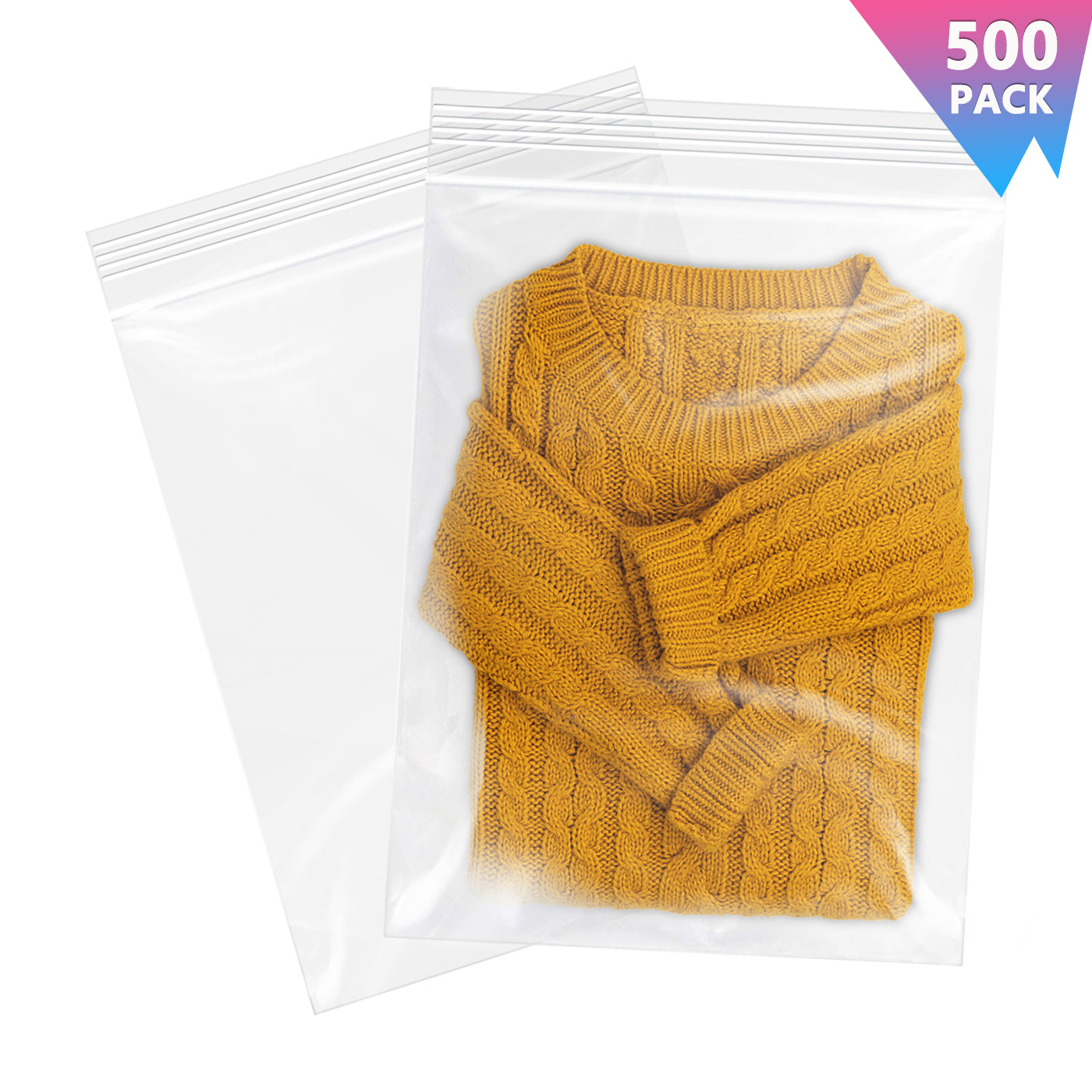 12" x 18" Zip Poly Bags 2 Mil Reclosable Plastic Zip Lock Bags