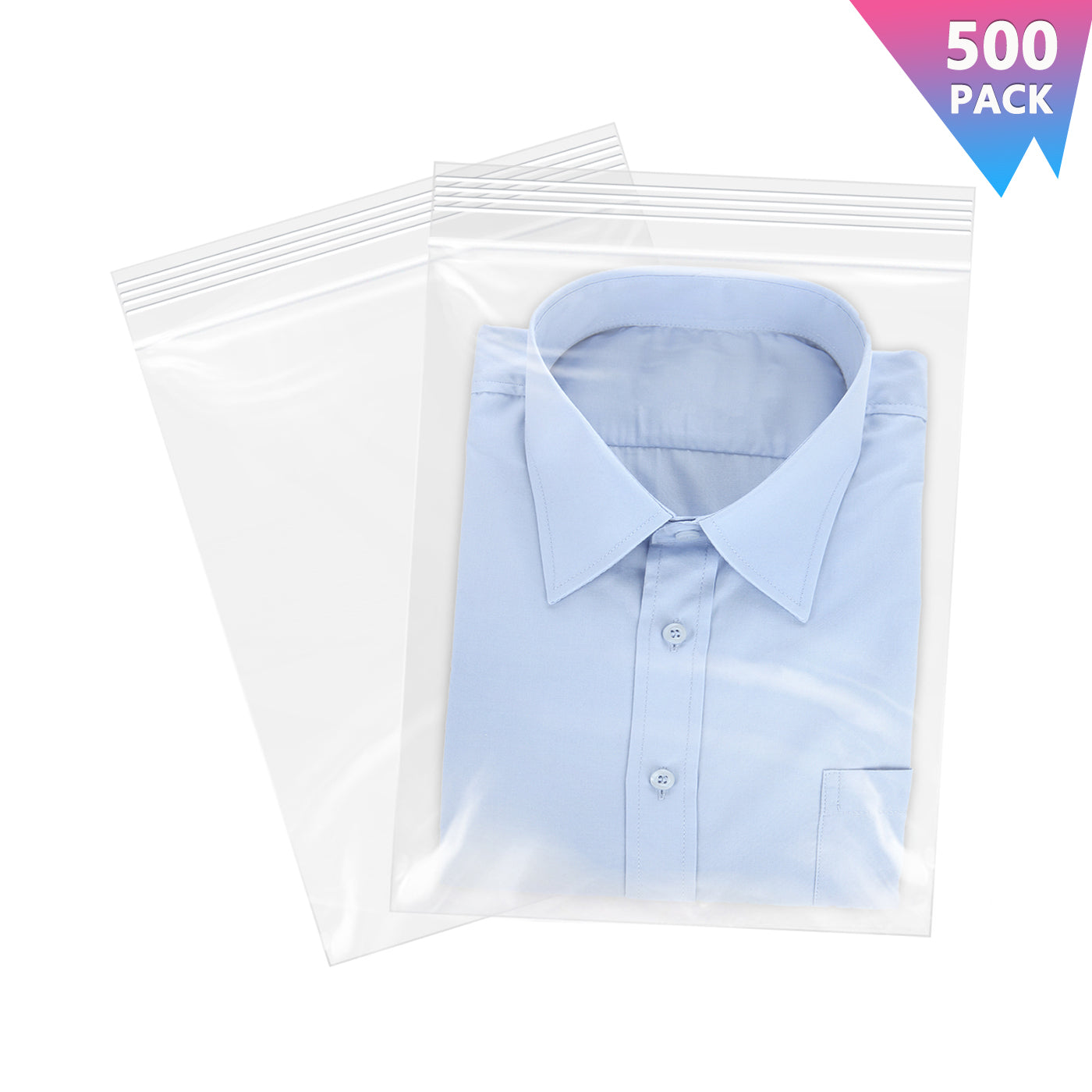 13" x 15" Zip Poly Bags 2 Mil Reclosable Plastic Zip Lock Bags