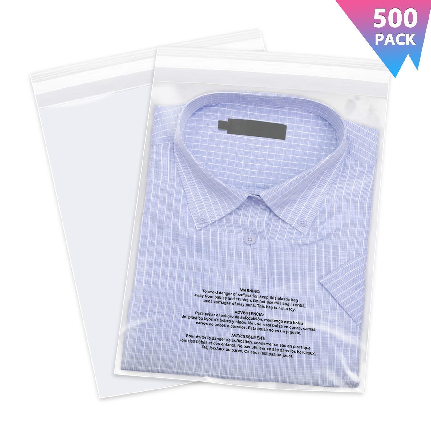 iMailer 8" x 10" Self Seal 1.6 Mil Clear Plastic Poly Bags with Suffocation Warning