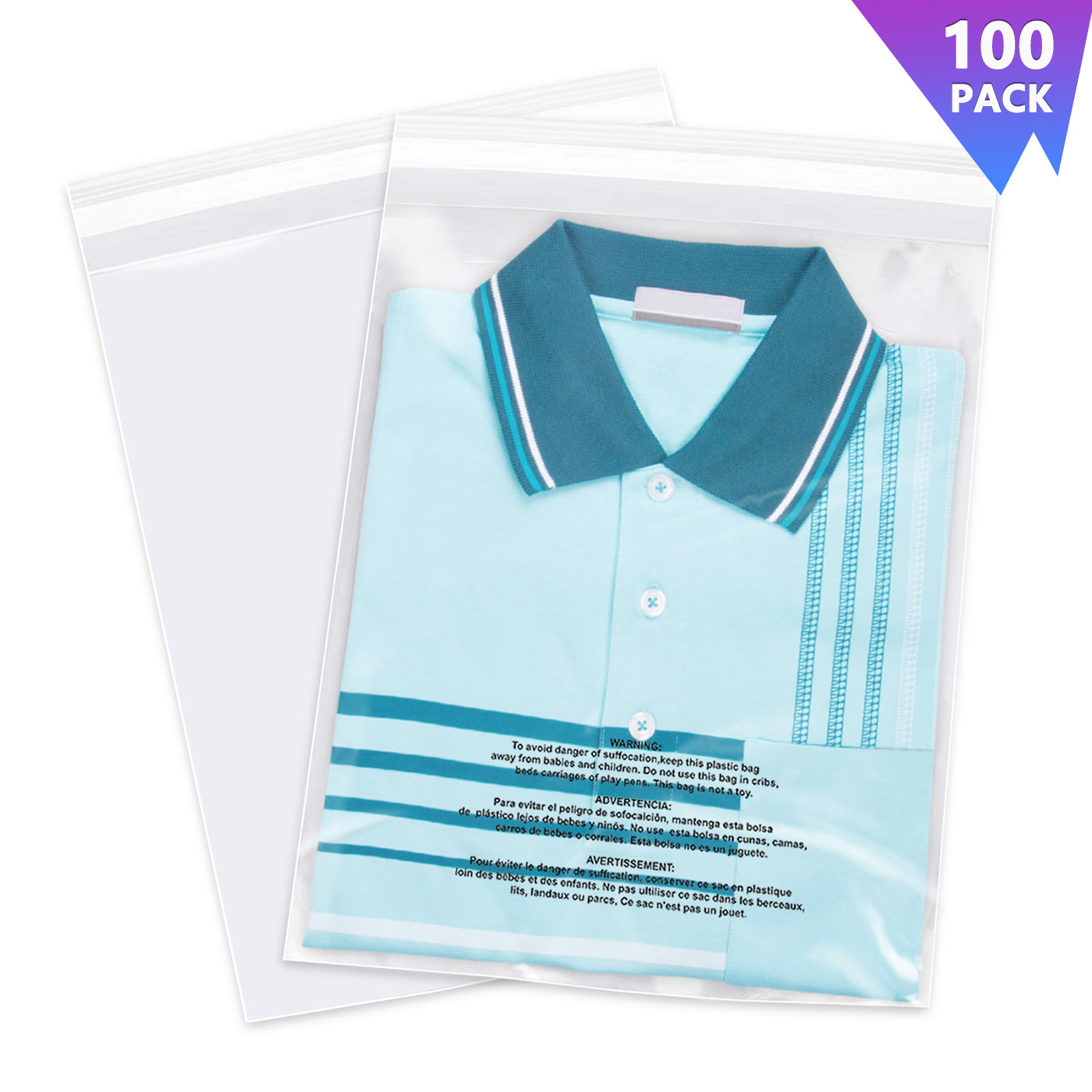 iMailer 9" x 12" Self Seal 1.6 Mil Clear Plastic Poly Bags with Suffocation Warning