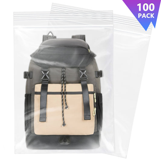 Reclosable Poly Bags-Zip Lock Bags 100 pack - 2.0 Mil
