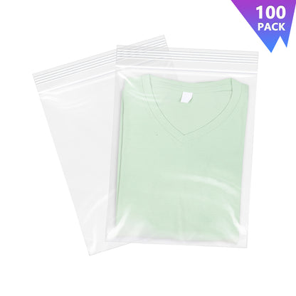 9" x 12" Zip Poly Bags 2 Mil Reclosable Plastic Zip Lock Bags
