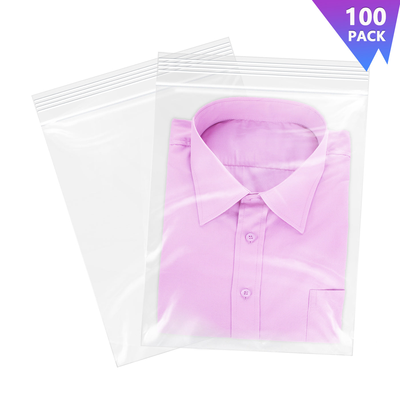 Reclosable Plastic Zipper Bags 2 mil, Clear. (100 Bags)