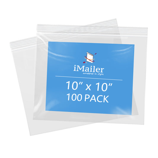 2 Mil Resealable Clear Zip Bags 10" x 10" 100 Pack