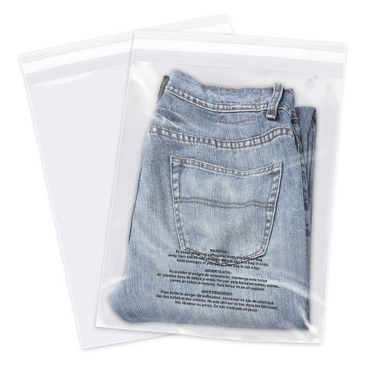 iMailer 10" x 13" Self Seal 1.6 Mil Clear Plastic Poly Bags with Suffocation Warning