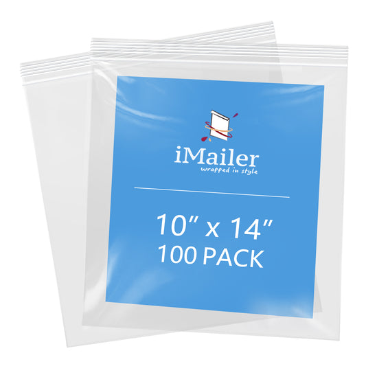 10" x 14" Resealable Clear 2 Mil Zip Bags 100 Pack