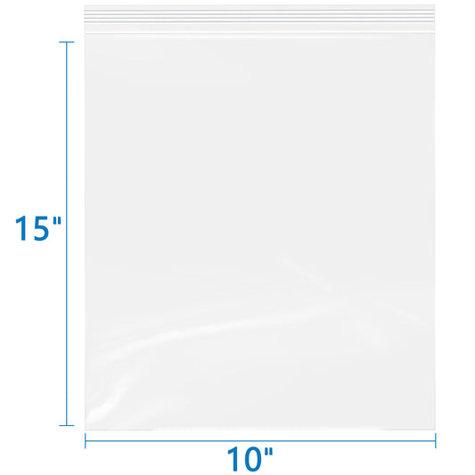 10" x 15" 2 Mil Resealable Clear Poly Zip Bags 100 Pack