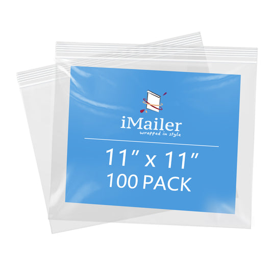 11" x 11" Resealable Clear 2 Mil Poly Zip Bags 100 Pack