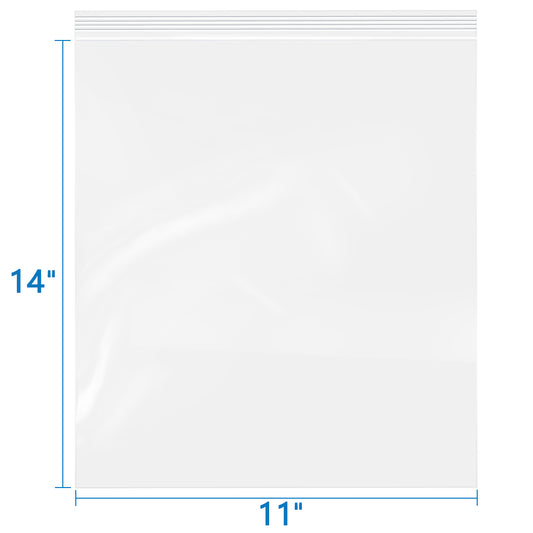 4 Mil 11" x 14" Zip Poly Bags 100 Pack Heavy-Duty Reusable