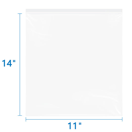 6 Mil 11" x 14" Heavy-Duty Zip Bags 50 Pack Reusable