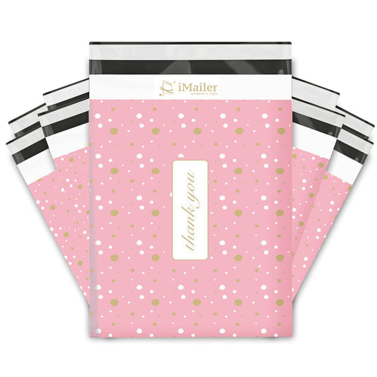 Imailer Mailing Shipping Bags with Self Seal Strip Pink Polka Dot - Thank You Poly Mailer Envelope