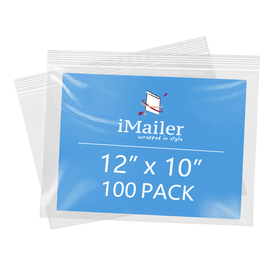 12" x 10" Durable 2 Mil Clear Zip Bags Resealable 100 Pack
