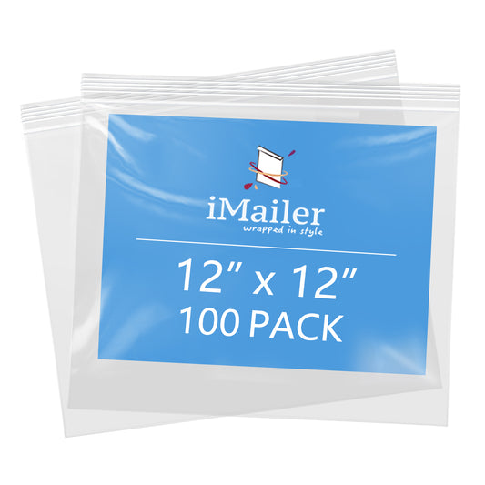 12" x 12" Resealable Clear 2 Mil Zip Bags 100 Pack