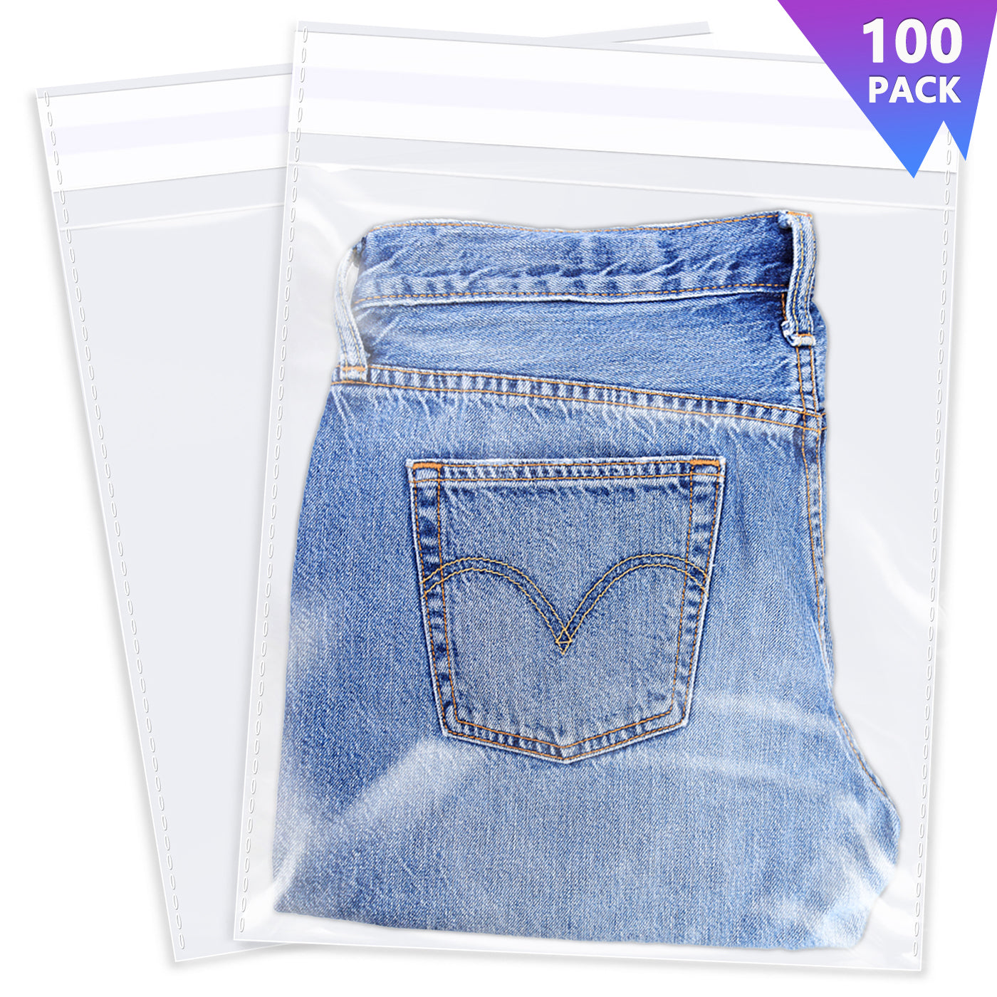 12" x 15" Clear Plastic Cellophane Bags Resealable Plastic Poly Bags