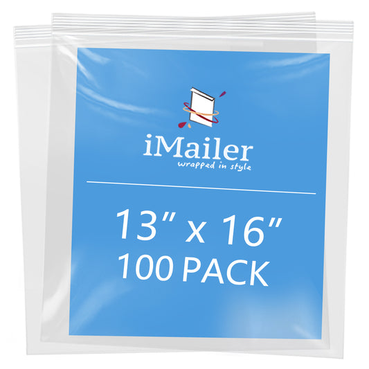 13" x 16" Durable 2 Mil Clear Zip Bags Resealable 100 Pack