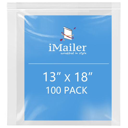 13" x 18" Resealable Clear 2 Mil Zip Bags 100 Pack