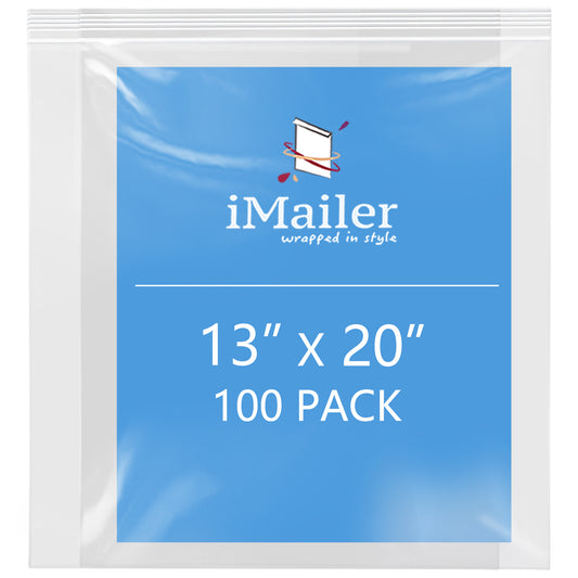 13" x 20" Durable 2 Mil Clear Zip Bags Resealable 100 Pack