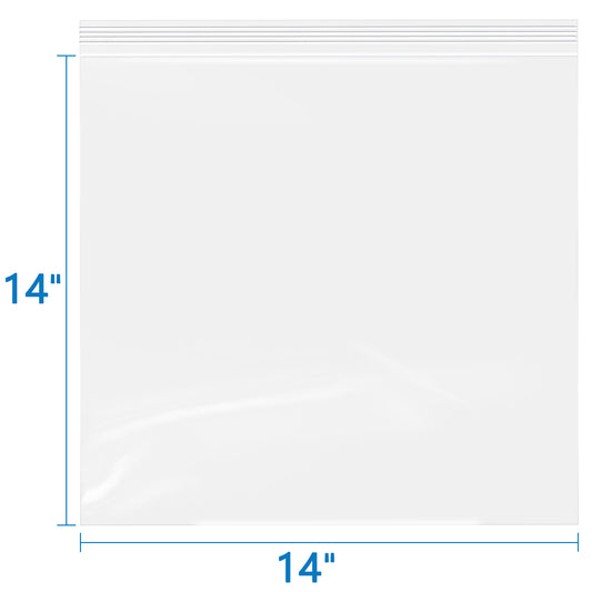 14" x 14" Clear 2 Mil Resealable Zip Bags 100 Count