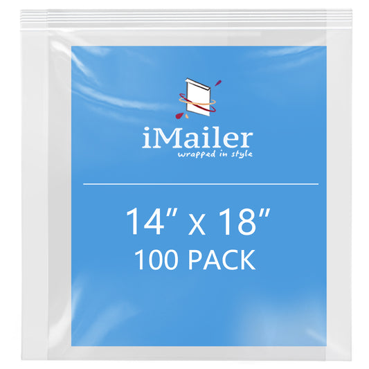 2 Mil 14" x 18" Resealable Clear Zip Bags 100 Pack