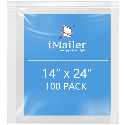 14" x 24" 2 Mil Zip Bags Clear & Resealable 100 Count