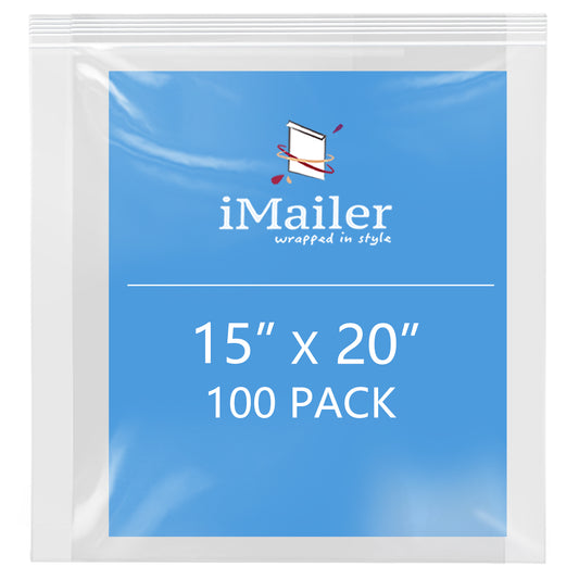 2 Mil 15" x 20" Clear Resealable Zip Top Plastic Storage Bags 100 Pack