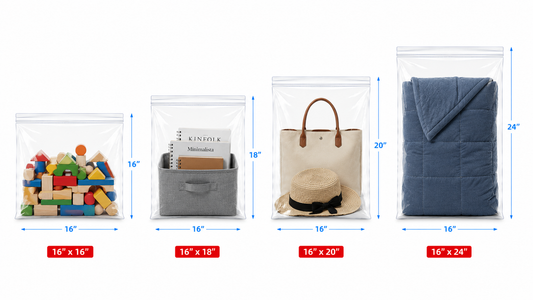 16" - 18" Wide | Reclosable Clear Zip Lock Bags 100 Pack, 2 Mil, Multiple Sizes