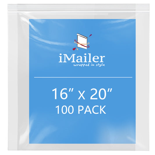 2 Mil 16" x 24" Clear Resealable Zip Top Bags 100 Pack
