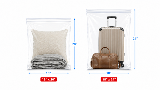 16" - 18" Wide | Reclosable Clear Zip Lock Bags 100 Pack, 2 Mil, Multiple Sizes