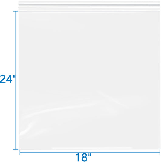 18" x 24" 2 Mil Clear Resealable Zip Top Bags – 100 Count