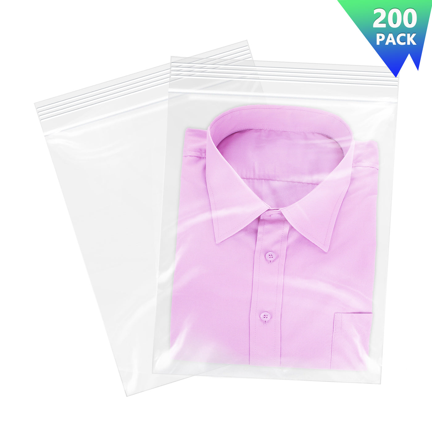 12" x 15" Zip Poly Bags 2 Mil Reclosable Plastic Zip Lock Bags