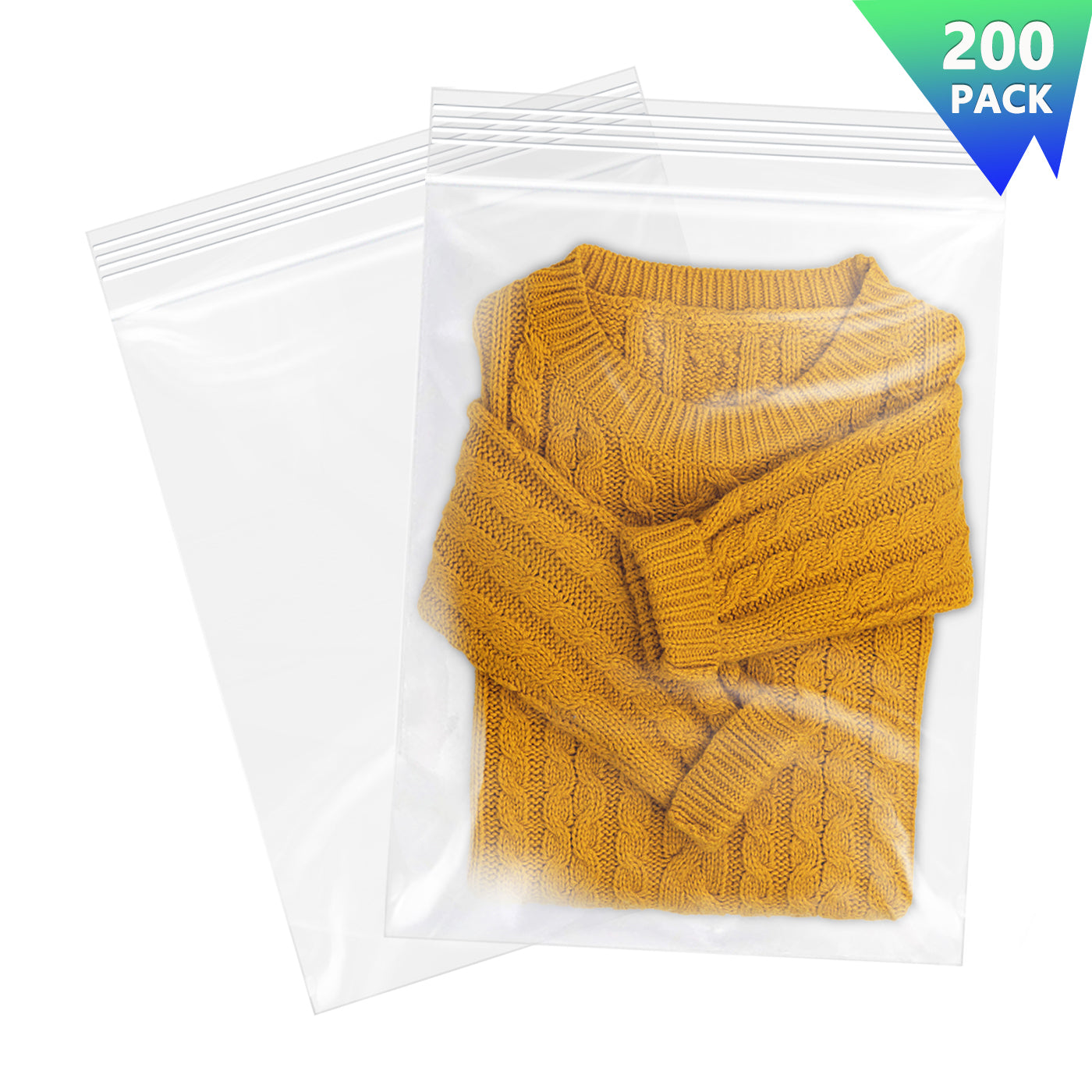 12" x 18" Zip Poly Bags 2 Mil Reclosable Plastic Zip Lock Bags