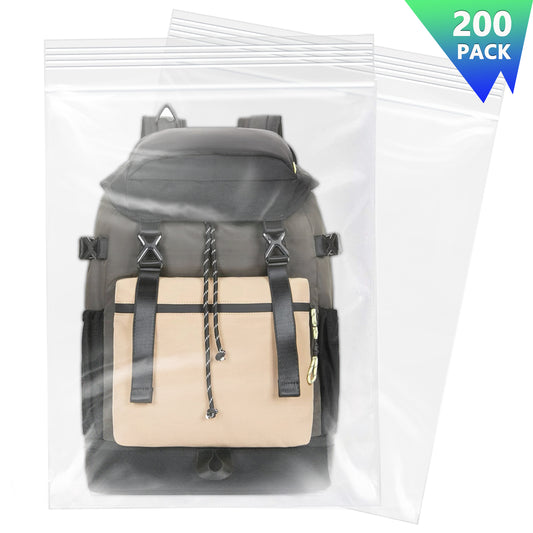 Reclosable Poly Bags-Zip Lock Bags 200 pack - 2.0 Mil
