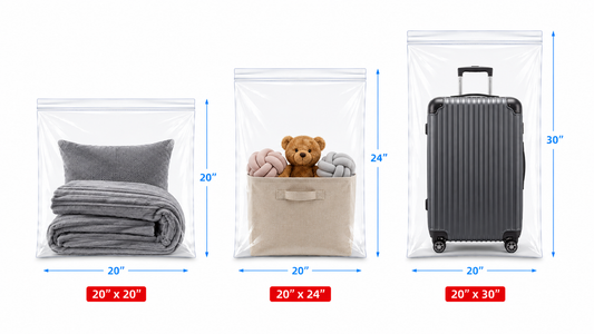 20" - 22" Wide | Reclosable Clear Zip Lock Bags 50 Pack, 2 Mil, Multiple Sizes