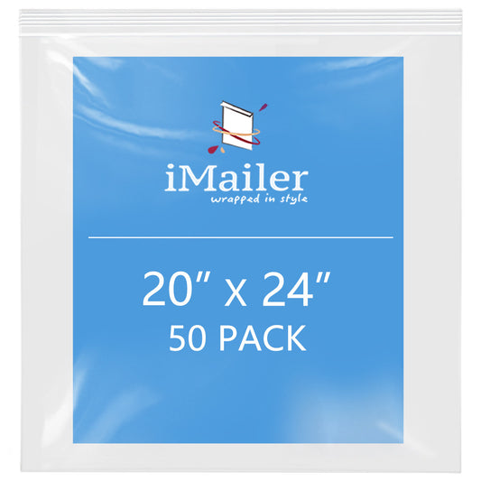 2 Mil 20" x 24" Resealable Clear Zip Top Bags 50 Count