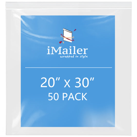 20" x 30" 2 Mil Clear Resealable Zip Top Bags – 50 Count