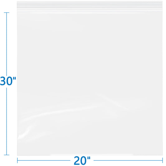20" x 30" 2 Mil Clear Resealable Zip Top Bags – 50 Count