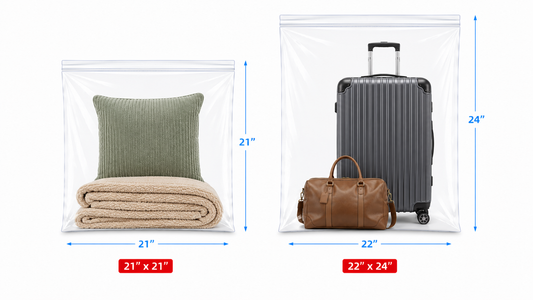 20" - 22" Wide | Reclosable Clear Zip Lock Bags 50 Pack, 2 Mil, Multiple Sizes