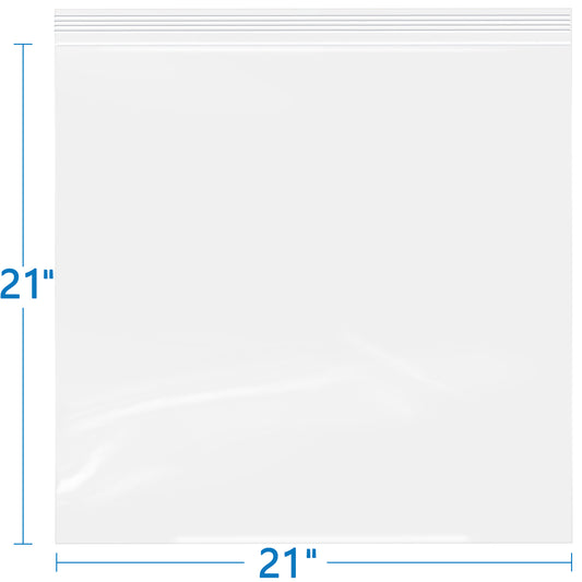 2 Mil Resealable 21" x 21" Clear Zip Top Bags 50 Pack