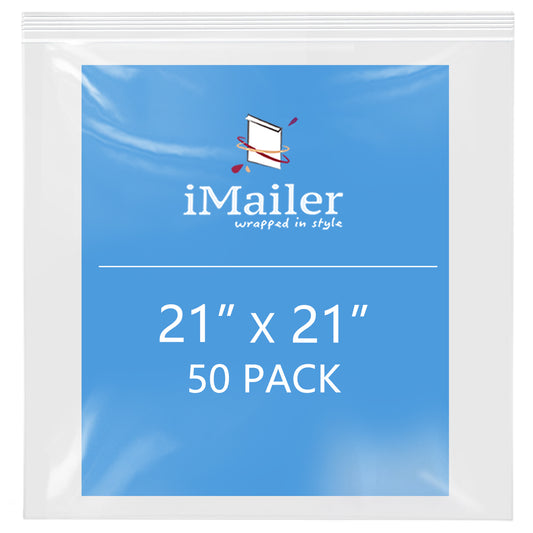 2 Mil Resealable 21" x 21" Clear Zip Top Bags 50 Pack
