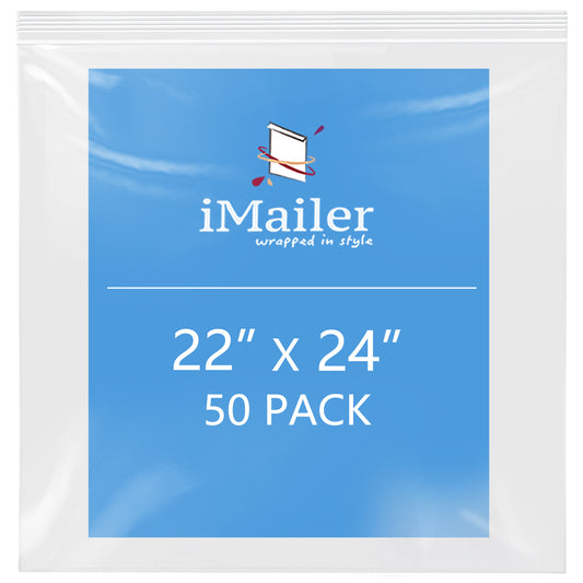 2 Mil Clear 22" x 24" Resealable Zip Top Bags 50 Pack