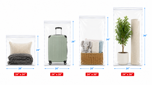 24" - 30" Wide | Reclosable Clear Zip Lock Bags 50 Pack, 2 Mil, Multiple Sizes