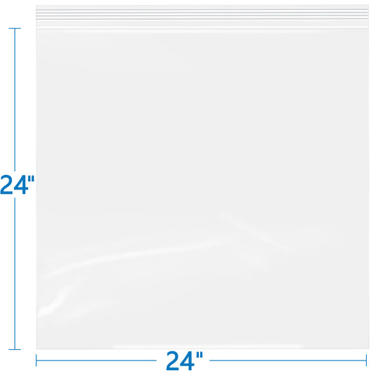 24" x 24" 2 Mil Clear Resealable Zip Top Bags 50 Pack