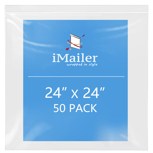 24" x 24" 2 Mil Clear Resealable Zip Top Bags 50 Pack