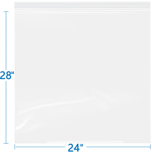 2 Mil 24" x 28" Clear Resealable Zip Top Bags 50 Pack