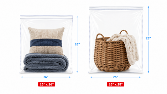 24" - 30" Wide | Reclosable Clear Zip Lock Bags 50 Pack, 2 Mil, Multiple Sizes
